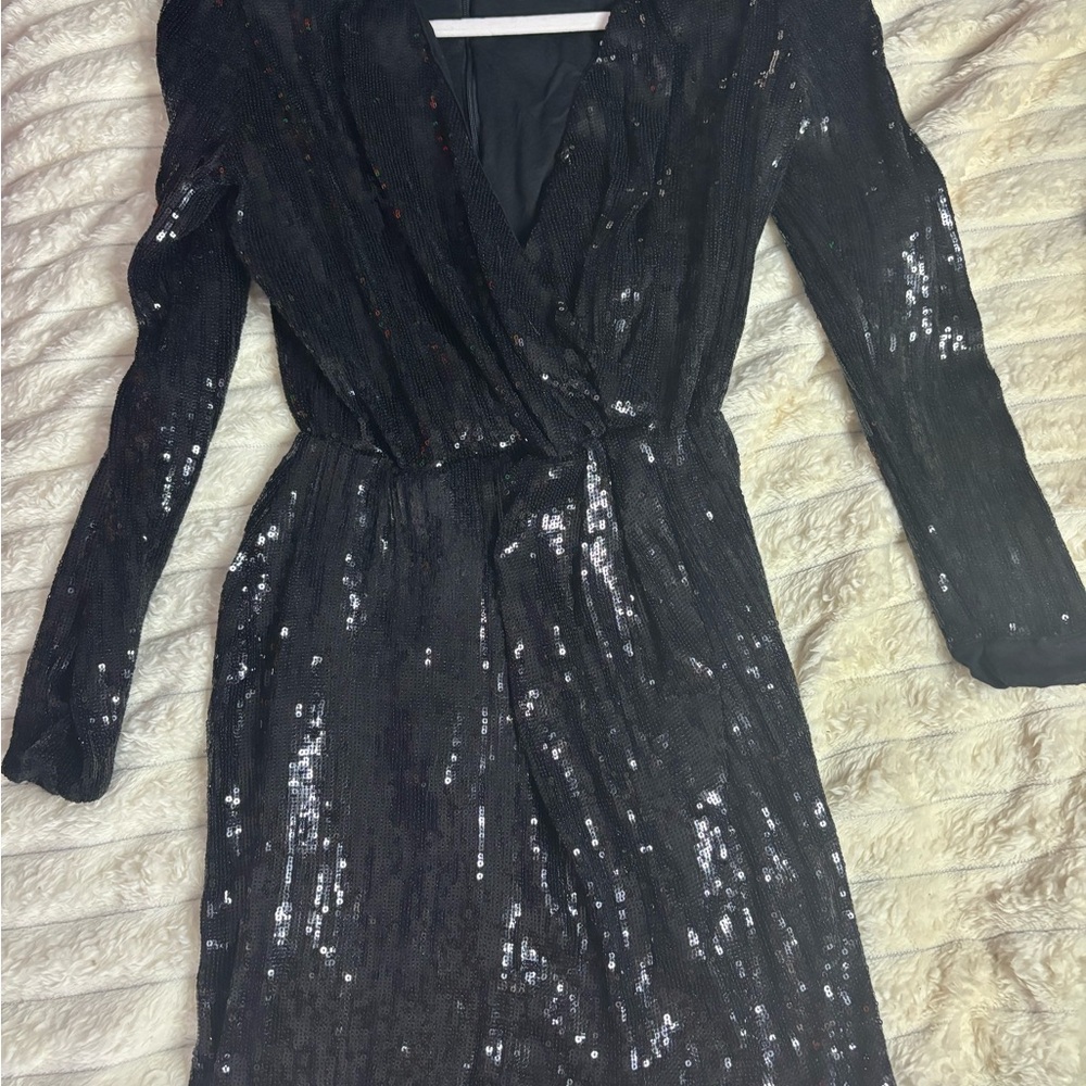 Boss Black Sequin Long Sleeve Gown